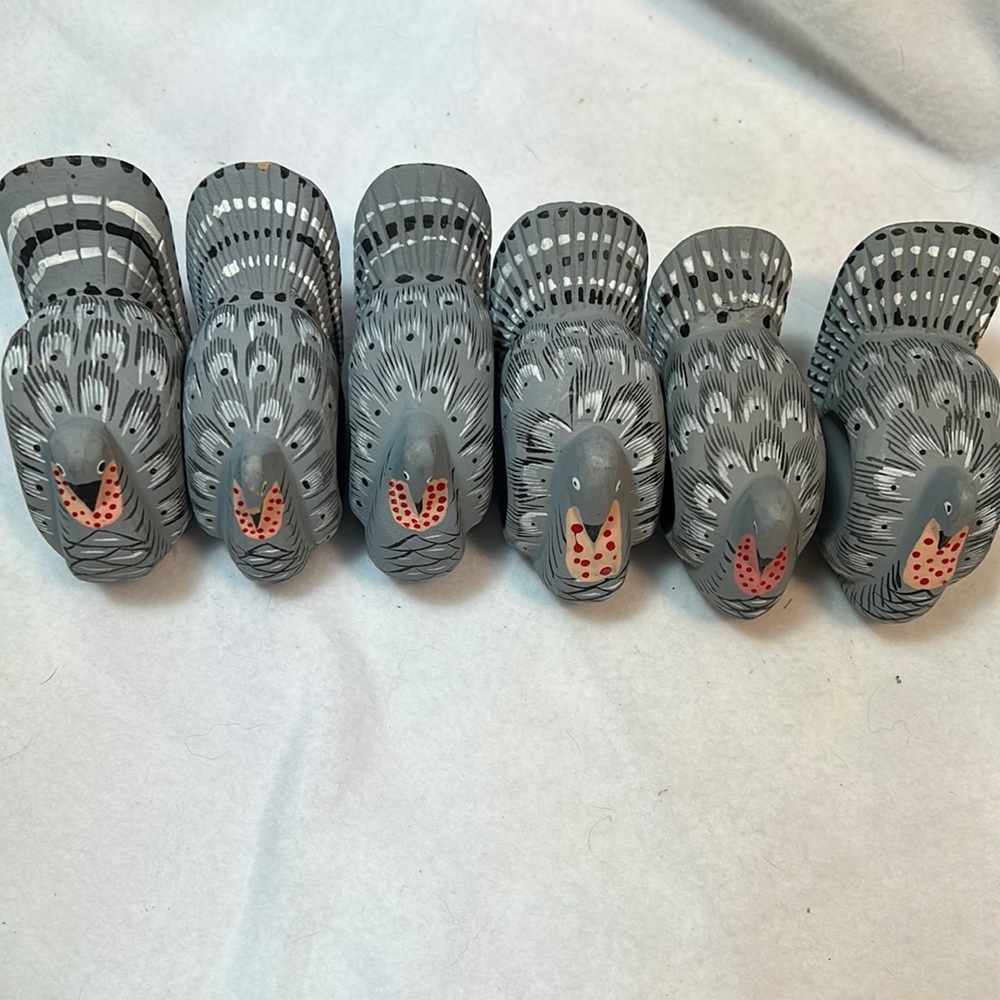 Thanksgiving Turkey napkin rings.  Set of six.